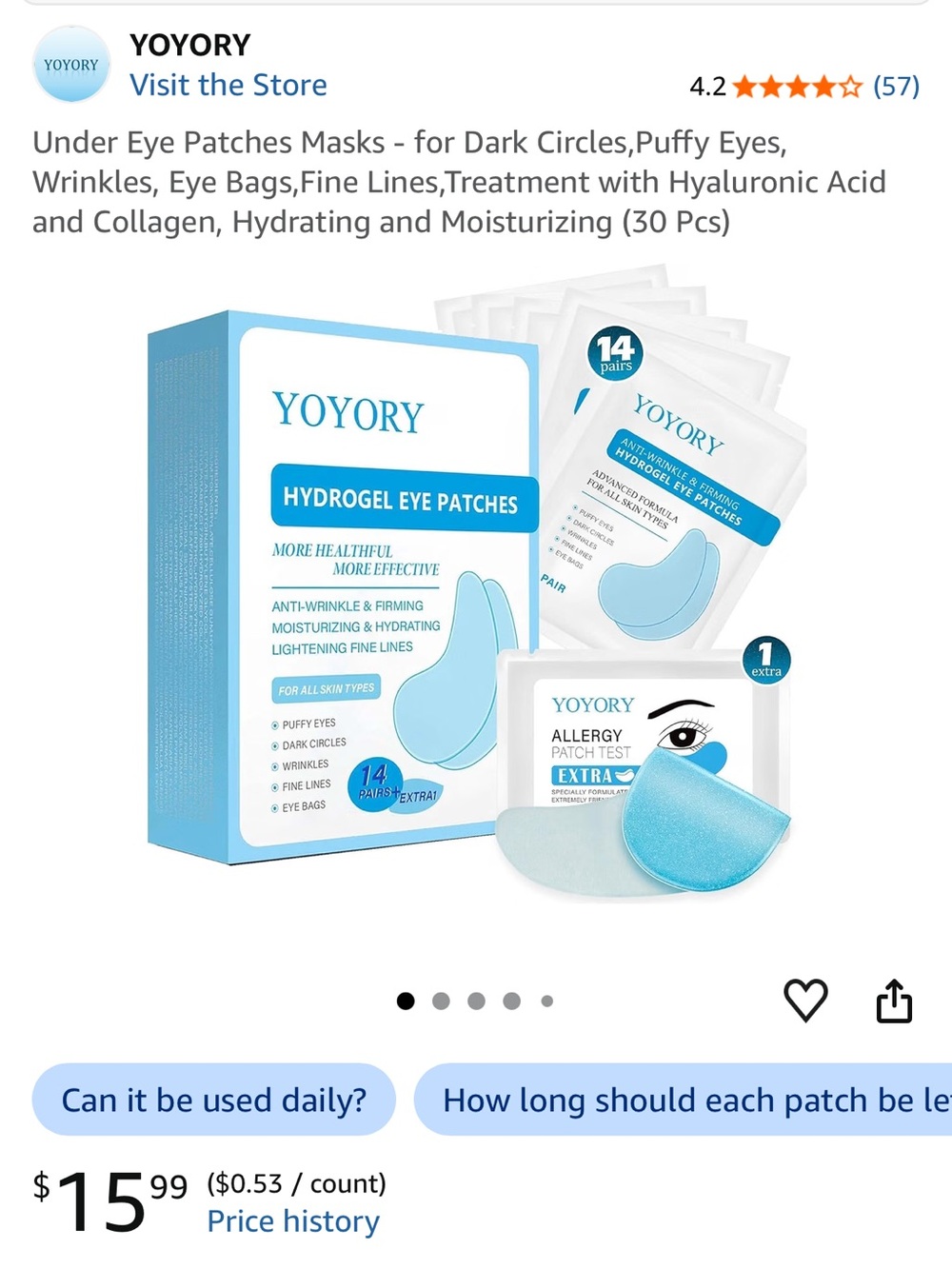 Blue Hydrogel Eye Patches – Hydrating Under-Eye Treatment (14 Pairs)